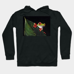 Midnight Mischief  -  Original Painting Red-Eyed Tree Frog Hoodie